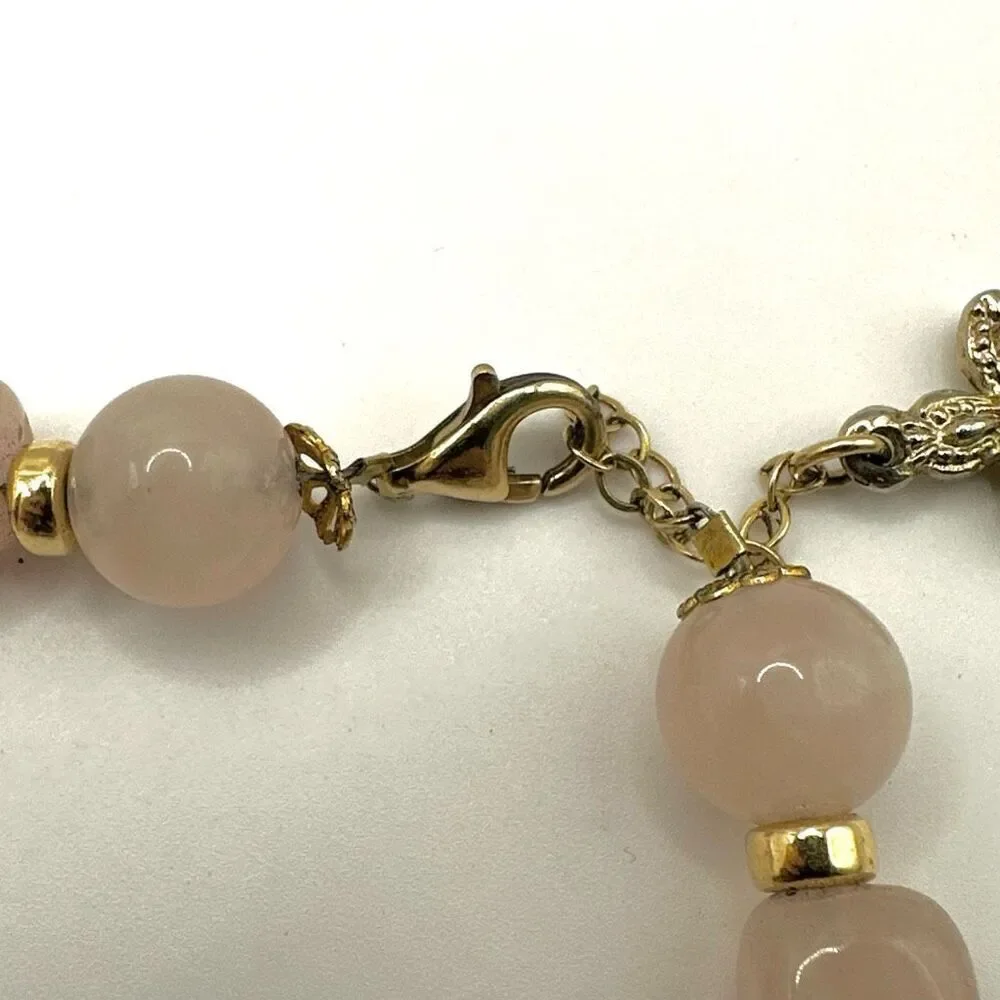 Rose Quartz crystal cross charm bracelet